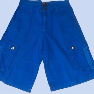 Coogi Cargo Shorts Boys Si Se 14 Blue Embroidered Baggy Wide Leg Shorts retro